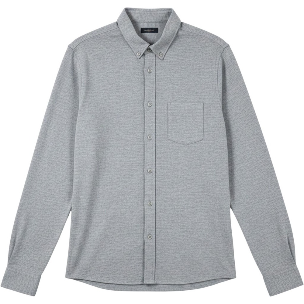 Vuori Mens Long Sleeve Ace Button Down Shirt Heather Pique L Large Light Grey